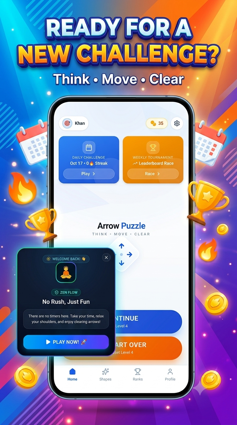 Ready for a new challenge — Arrow Puzzle home screen
